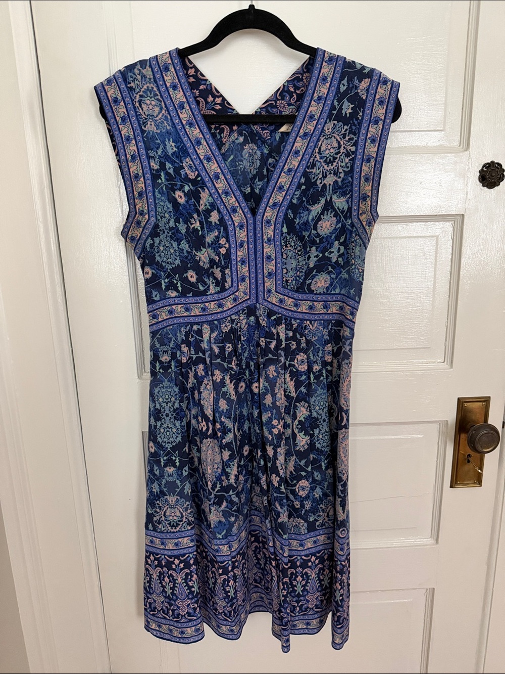 Rebecca Taylor Navy Blue Floral Midi Dress